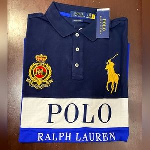 Polo by Ralph Lauren Blue Regal Crest with Gold Big Pony (Custom Slim Fit)